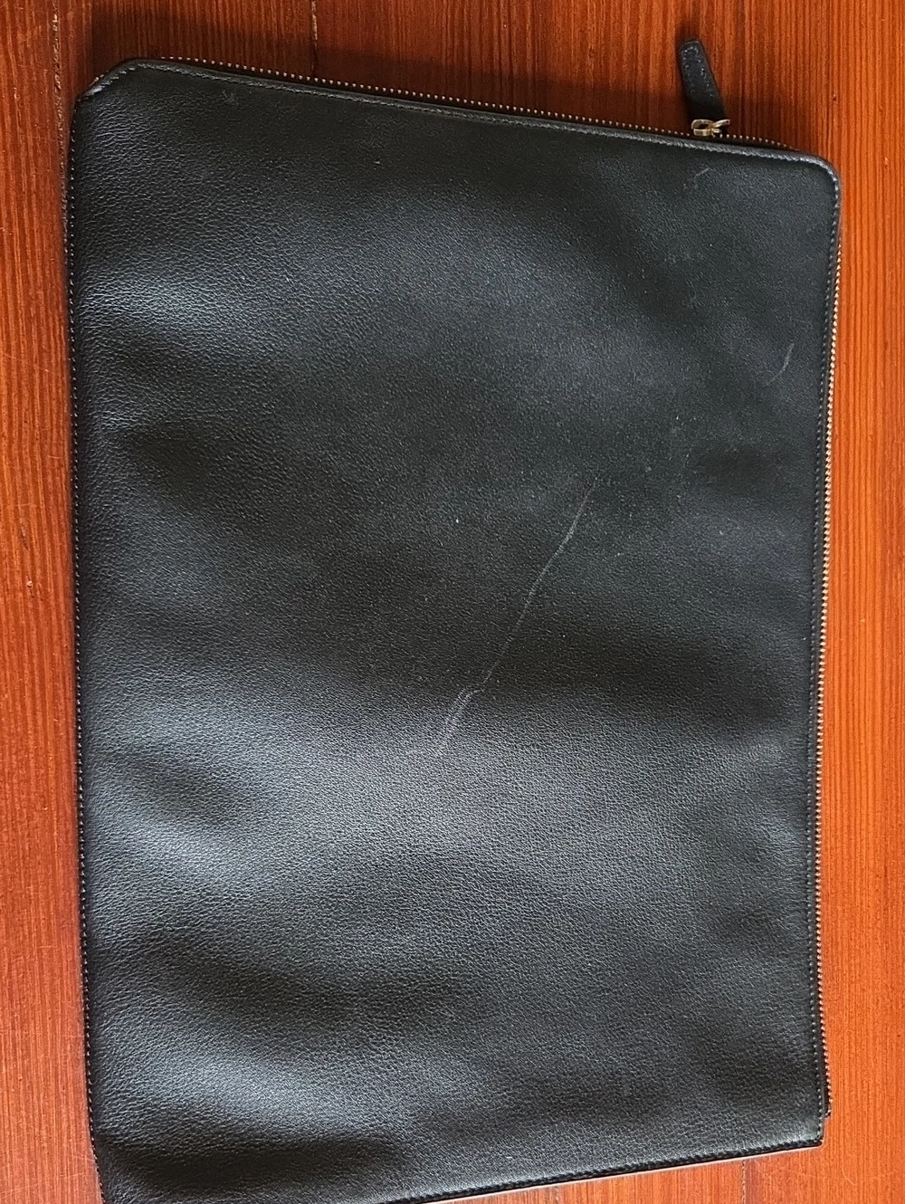Black Leather Laptop Portfolio with Embossed Logo